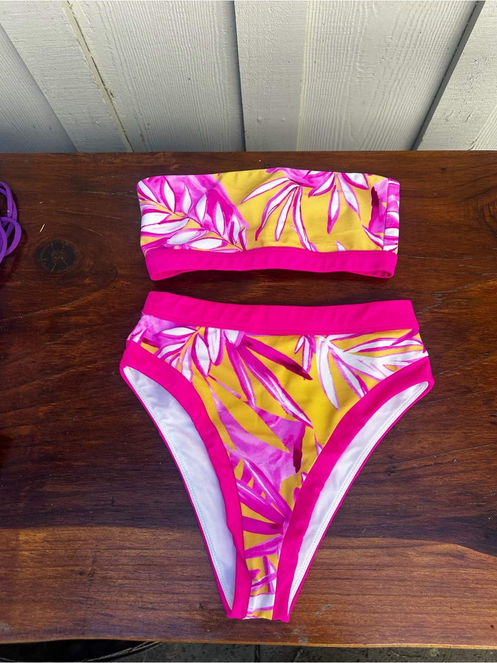 Lovers + Friends Neon Pink & Yellow Tropical Bikini Bottoms